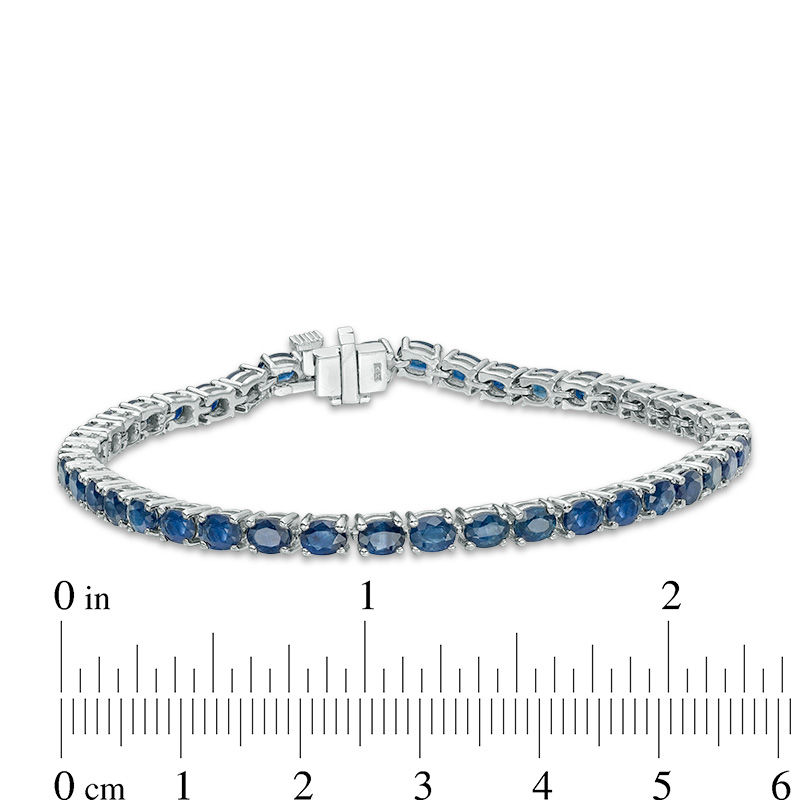 Main Image 4 of EFFY™ Collection Oval Blue Sapphire Tennis Bracelet in 14K White Gold