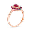 Thumbnail Image 2 of EFFY™ Collection Pear-Shaped Ruby and 0.07 CT. T.W. Diamond Frame Ring in 14K Rose Gold