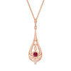 Thumbnail Image 0 of EFFY™ Collection 4.0mm Ruby and 0.20 CT. T.W. Diamond Pendulum Vintage-Style Pendant in 14K Rose Gold
