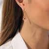Thumbnail Image 2 of EFFY™ Collection Ruby and 0.37 CT. T.W. Diamond Pendulum Vintage-Style Drop Earrings in 14K Rose Gold