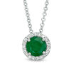 Thumbnail Image 1 of EFFY™ Collection 6.0mm Emerald and 0.08 CT. T.W. Diamond Frame Pendant in 14K White Gold