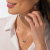 Thumbnail Image 2 of EFFY™ Collection 6.0mm Emerald and 0.08 CT. T.W. Diamond Frame Pendant in 14K White Gold