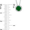 Thumbnail Image 2 of EFFY™ Collection 6.0mm Emerald and 0.08 CT. T.W. Diamond Frame Pendant in 14K White Gold