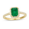 Thumbnail Image 0 of EFFY™ Collection Emerald-Cut Emerald and 0.20 CT. T.W. Diamond Frame Ring in 14K Gold