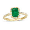 Thumbnail Image 1 of EFFY™ Collection Emerald-Cut Emerald and 0.20 CT. T.W. Diamond Frame Ring in 14K Gold