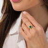 Thumbnail Image 2 of EFFY™ Collection Emerald-Cut Emerald and 0.20 CT. T.W. Diamond Frame Ring in 14K Gold