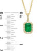 Thumbnail Image 2 of EFFY™ Collection Emerald-Cut Emerald and 0.13 CT. T.W. Diamond Frame Pendant in 14K Gold