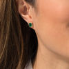 Thumbnail Image 2 of EFFY™ Collection Emerald-Cut Emerald and 0.18 CT. T.W. Diamond Frame Stud Earrings in 14K Gold
