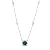 Thumbnail Image 0 of EFFY™ Collection 6.0mm Blue Sapphire and 0.10 CT. T.W. Diamond Frame and Station Necklace in 14K White Gold