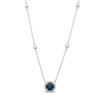 Thumbnail Image 1 of EFFY™ Collection 6.0mm Blue Sapphire and 0.10 CT. T.W. Diamond Frame and Station Necklace in 14K White Gold
