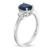 EFFY™ Collection Oval Blue Sapphire and 0.15 CT. T.W. Diamond Three Stone Ring in 14K White Gold