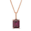 Thumbnail Image 0 of EFFY™ Collection Emerald-Cut Rhodolite Garnet and Diamond Accent Pendant in 14K Rose Gold