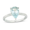 Thumbnail Image 0 of EFFY™ Collection Pear-Shaped Aquamarine and 0.07 CT. T.W. Diamond Ring in 14K White Gold