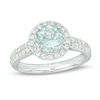 Thumbnail Image 0 of EFFY™ Collection 7.0mm Aquamarine and 0.44 CT. T.W. Diamond Frame Ring in 14K White Gold