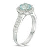 Thumbnail Image 2 of EFFY™ Collection 7.0mm Aquamarine and 0.44 CT. T.W. Diamond Frame Ring in 14K White Gold