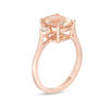 Thumbnail Image 2 of EFFY™ Collection Oval Morganite and 0.11 CT. T.W. Diamond Three Stone Ring in 14K Rose Gold