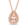 Thumbnail Image 0 of EFFY™ Collection Pear-Shaped Morganite and 0.10 CT. T.W. Diamond Frame Pendant in 14K Rose Gold