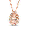 EFFY™ Collection Pear-Shaped Morganite and 0.10 CT. T.W. Diamond Frame Pendant in 14K Rose Gold