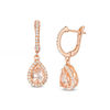 Thumbnail Image 0 of EFFY™ Collection Pear-Shaped Morganite and 0.25 CT. T.W. Diamond Frame Drop Earrings in 14K Rose Gold