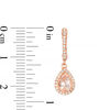 Thumbnail Image 2 of EFFY™ Collection Pear-Shaped Morganite and 0.25 CT. T.W. Diamond Frame Drop Earrings in 14K Rose Gold