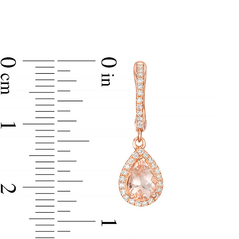 EFFY™ Collection Pear-Shaped Morganite and 0.25 CT. T.W. Diamond Frame Drop Earrings in 14K Rose Gold