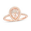 Thumbnail Image 0 of EFFY™ Collection Pear-Shaped Morganite and 0.20 CT. T.W. Diamond Frame Ring in 14K Rose Gold