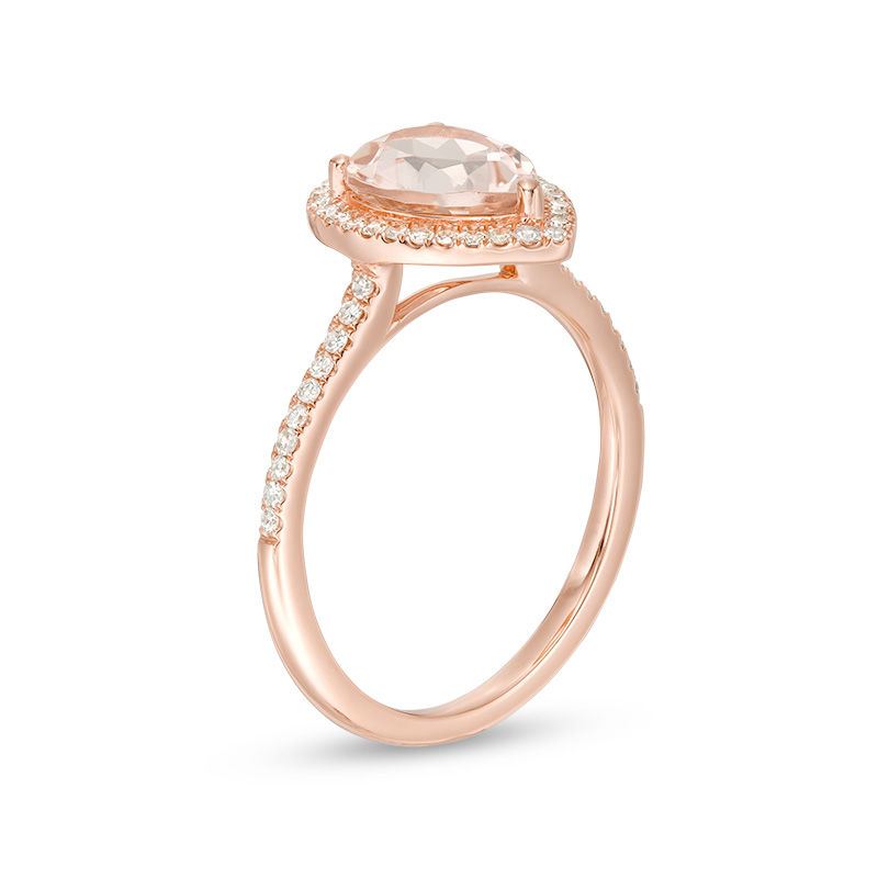 EFFY™ Collection Pear-Shaped Morganite and 0.20 CT. T.W. Diamond Frame Ring in 14K Rose Gold