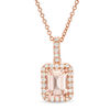 Thumbnail Image 0 of EFFY™ Collection Emerald-Cut Morganite and 0.20 CT. T.W. Diamond Frame Pendant in 14K Rose Gold