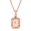 Thumbnail Image 2 of EFFY™ Collection Emerald-Cut Morganite and 0.20 CT. T.W. Diamond Frame Pendant in 14K Rose Gold