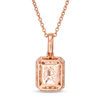 Thumbnail Image 3 of EFFY™ Collection Emerald-Cut Morganite and 0.20 CT. T.W. Diamond Frame Pendant in 14K Rose Gold