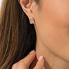 Thumbnail Image 2 of EFFY™ Collection Emerald-Cut Morganite and 0.25 CT. T.W. Diamond Frame Stud Earrings in 14K Rose Gold