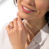 Thumbnail Image 1 of EFFY™ Collection Emerald-Cut Morganite and 0.48 CT. T.W. Diamond Frame Ring in 14K Rose Gold