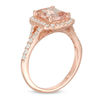 Thumbnail Image 2 of EFFY™ Collection Emerald-Cut Morganite and 0.48 CT. T.W. Diamond Frame Ring in 14K Rose Gold