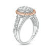 Thumbnail Image 2 of 0.97 CT. T.W. Composite Diamond Oval Frame Multi-Row Ring in 10K Two-Tone Gold