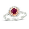 Thumbnail Image 0 of EFFY™ Collection 5.0mm Ruby and 0.20 CT. T.W. Diamond Double Frame Ring in 14K Two-Tone Gold