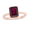 Thumbnail Image 0 of EFFY™ Collection Emerald-Cut Rhodolite Garnet and 0.07 CT. T.W. Diamond Ring in 14K Rose Gold