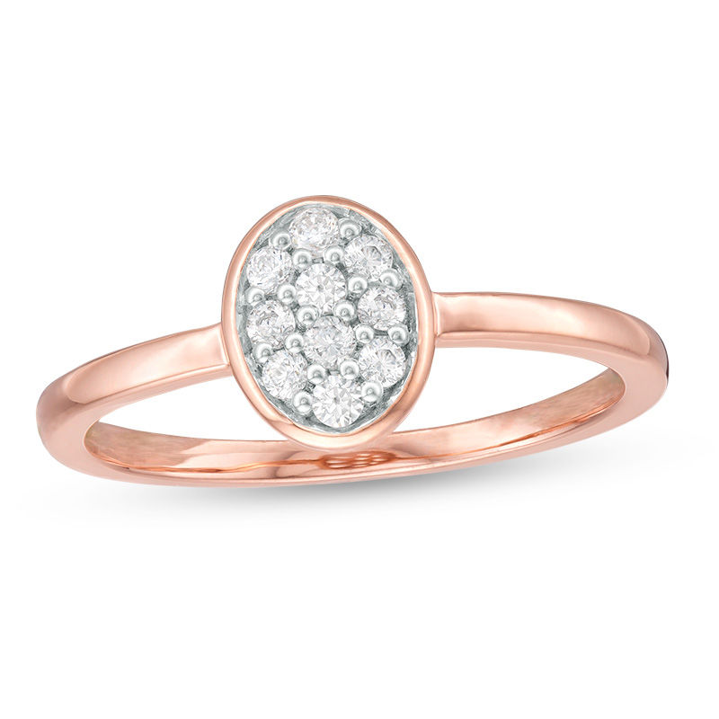0.145 CT. T.W. Oval Composite Diamond Ring in 10K Rose Gold
