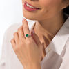Thumbnail Image 2 of EFFY™ Collection 6.5mm Emerald and 0.33 CT. T.W. Diamond Frame Ring in 14K White Gold