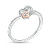 Thumbnail Image 2 of 0.085 CT. T.W. Diamond Double Hearts Ring in Sterling Silver and 10K Rose Gold