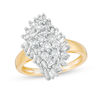 Thumbnail Image 0 of 0.95 CT. T.W. Baguette and Round Composite Cascade Diamond Ring in 10K Gold