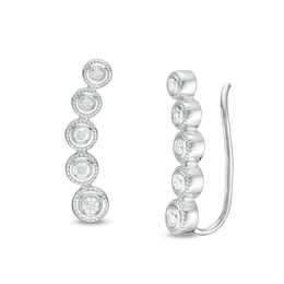 0.23 CT. T.W. Journey Diamond Crawler Vintage-Style Earrings in 10K White Gold