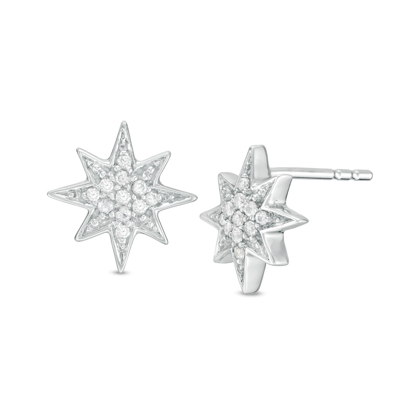 0.086 CT. T.W. Composite Diamond Starburst Stud Earrings in 10K White Gold