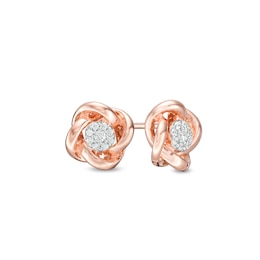 0.085 CT. T.W. Composite Diamond Love Knot Stud Earrings in 10K Rose Gold