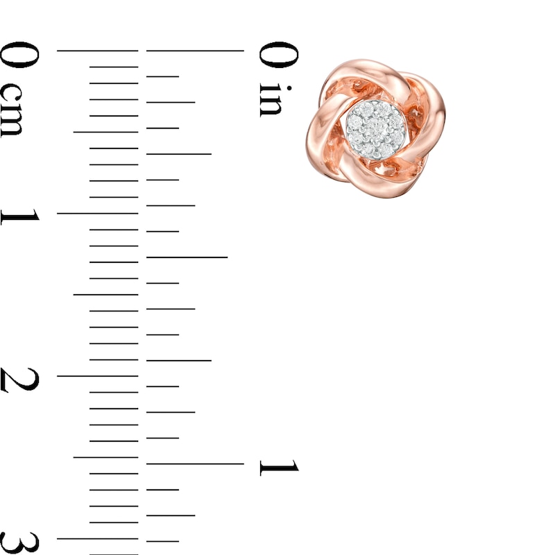 Main Image 2 of 0.085 CT. T.W. Composite Diamond Love Knot Stud Earrings in 10K Rose Gold