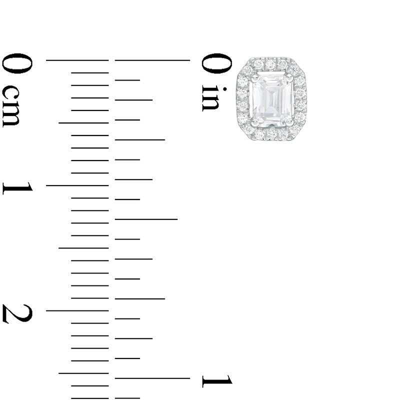 Main Image 3 of 0.45 CT. T.W. Certified Emerald-Cut Diamond Octagon Frame Stud Earrings in 14K White Gold (I/I1)