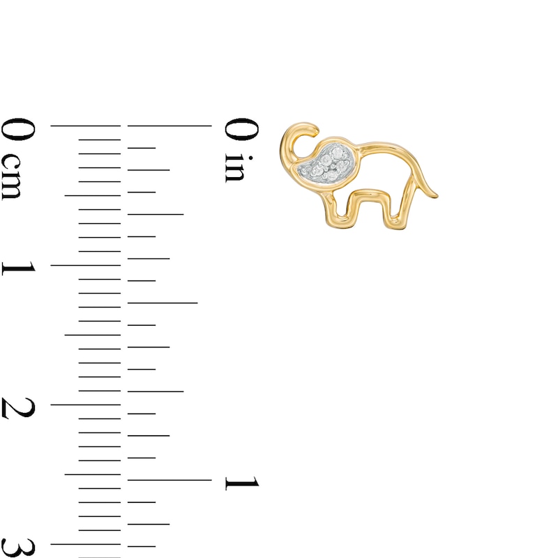 Main Image 2 of Diamond Accent Elephant Stud Earrings in Sterling Silver and 14K Gold Plate