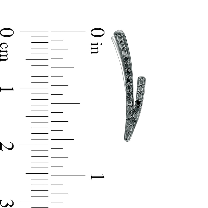 Main Image 2 of 0.085 CT. T.W. Black Diamond Split Curve Crawler Earrings in 10K White Gold