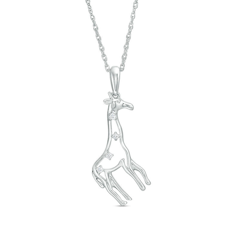 Diamond Accent Giraffe Pendant in Sterling Silver