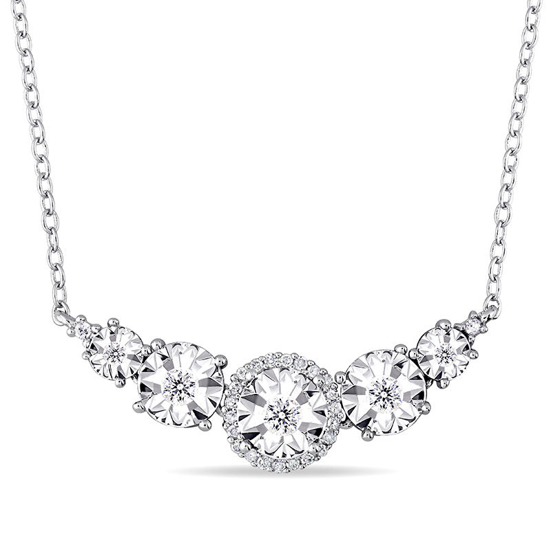 0.15 CT. T.W. Diamond Curve Necklace in Sterling Silver - 17"