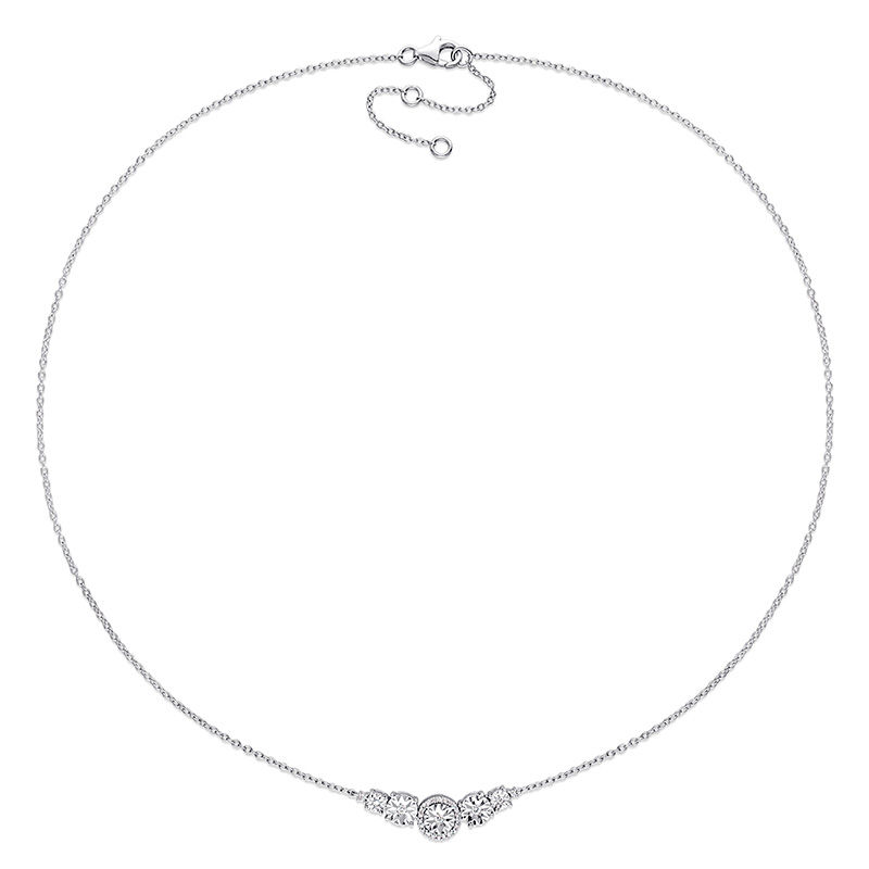 0.15 CT. T.W. Diamond Curve Necklace in Sterling Silver - 17"